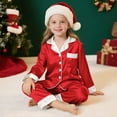thumbnail image 2 of Jsaierl Family Matching Pajamas Sets Silk Satin Button Down Long Sleeve Sleepwear Nightwear 2 Pcs Pj Set Plus Size Xmas Themed Costumes, 2 of 5