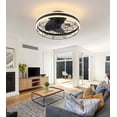 thumbnail image 4 of Q&S Black Round Ceiling Fan with Light Remote App Control Modern Farmhouse Flush Mount Linear Ceiling Fans for Bedroom Home Office Mute Smart 6 Wind Speeds Reversible Motor Dimmable LED 3 Color D19.7, 4 of 8