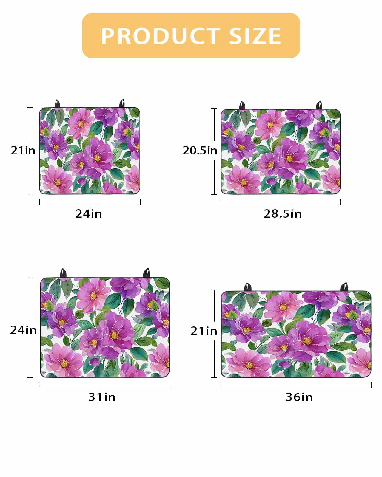 Large Induction Cooktop Protector Mat Purple Flowers Stove Top Covers for Electric Stove, Spring Floral Leaves Botanical Watercolor Decorative Stove Burner Cover Mats, Glass Top Stove Cover