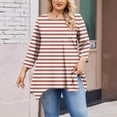 thumbnail image 3 of zbxnLI Womens Plus Size Tops 3/4 Sleeve Tunic Tops Striped Graphic Tee High Low Hem Dressy Blouses, 3 of 5