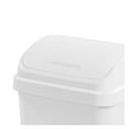 thumbnail image 3 of 13 Gallon Plastic Swing Top Spave Saving Flat Side Lidded Wastebasket Trash Can for Kitchen, Garage, or Workspace, White (4 Pack), 3 of 6