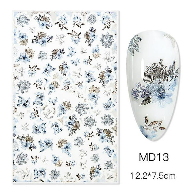 Abstract Face Nail Stickers Flower Leaf Butterfly Letter Color Block Decals Gel Polish Sliders Summer Spring Decor