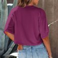 thumbnail image 5 of Women Half Sleeve Cropped T-Shirts Drop Shoulder Round Neck Crop Tops Casual Summer Solid Color Basic Tees, 5 of 8
