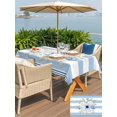 thumbnail image 5 of Outdoor Tablecloth with Umbrella Hole for Patio/Picnic/Party/Camping, Blue Flowers Waterproof Table Cloth Rectangle Table Cover Washable, Spring Summer Botanical Floral Leaf Stripe (54"x 80"), 5 of 9