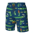thumbnail image 2 of Yiaed Little Pirate Crocodile Print Men's Swim Trunks with Lining Quick Dry Sports Shorts Beach Shorts Boardshorts-Small, 2 of 5