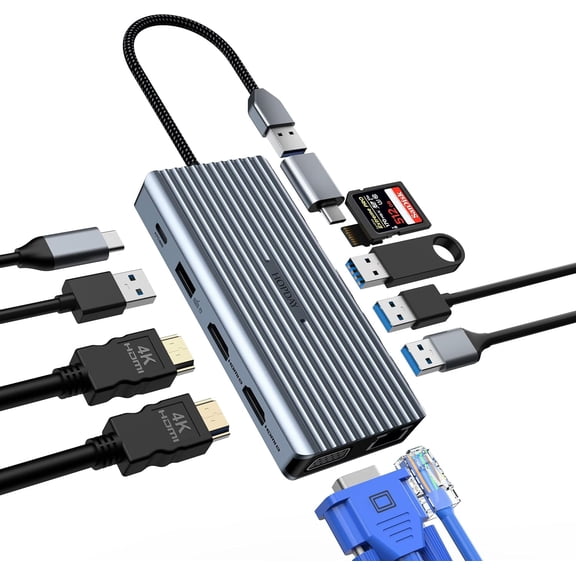 USB C Docking Station 12 in 1, Hub USB C