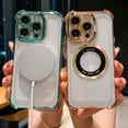 thumbnail image 6 of for iPhone 13 Pro Max Magnetic Transparent Case,Luxury Bling Four Corners Shockproof Military-Grade Protection with Camera Lens Protector MagSafe Clear Plating Cover for Women Men-Golden, 6 of 13