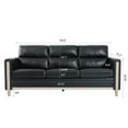 thumbnail image 4 of 79" Three-Seater Sofa, Modern PU Large Sofa Furniture, Upholstered Single Couch with Solid Wood Legs and Wide Armrest for Bedroom, Apartment, Home, Office, Living Room, Black, 4 of 9