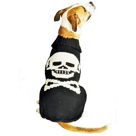 Chilly Dog Black Skull Dog Sweater, X-Large