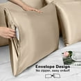 thumbnail image 4 of Satin Silk Pillowcase for Hair and Skin, Taupe Pillow Cases King Size Set of 2 Pack Super Soft Pillow Case with Envelope Closure (20x40 Inches) SORMAG, 4 of 8