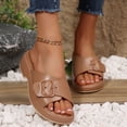 thumbnail image 6 of Bkhluea Women Buckle Strap Platform Wedge Sandals Slip On Comfortable Footwear For Casual Outdoor Party Daily Activities, 6 of 7