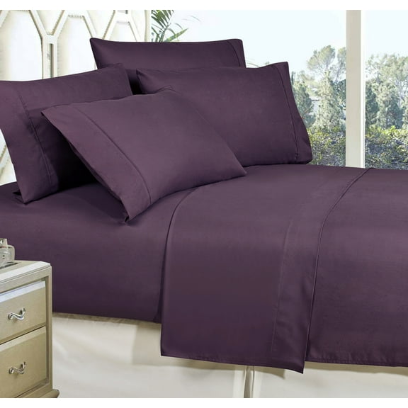 1500 Series Luxury Silky Soft 5 pc Sheet set, Deep Pocket Up to 16" - All Size and Colors , Twin, Purple