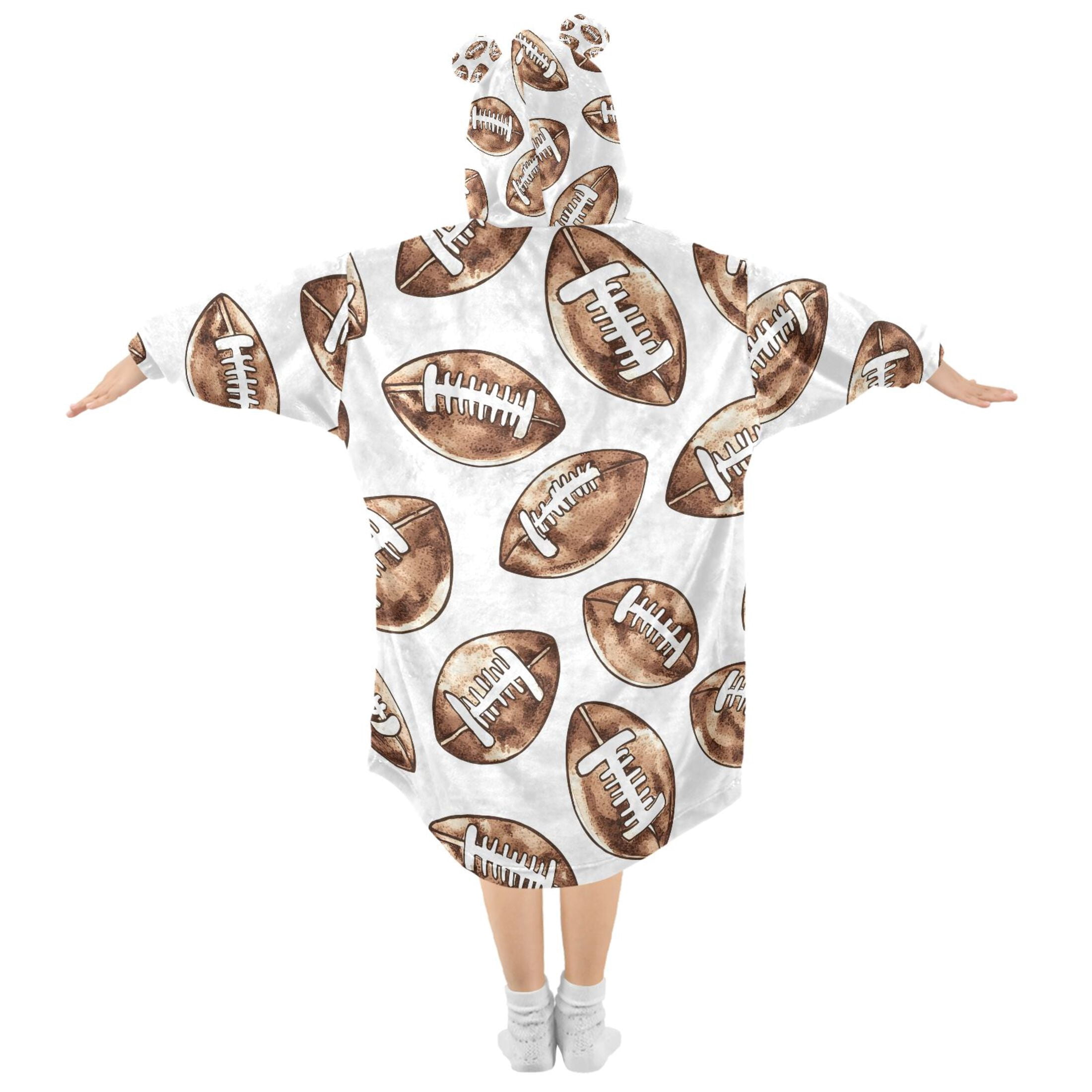 joogoo Wearable Blanket Hoodie for Retro Football Oversized Sherpa Hooded 3-14 YR M