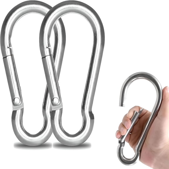 TALENO Large Heavy Carabiner Clip, 7 inch 304 Stainless Steel Carabiner Clip for Camping, Swing Set, Hiking, Punching Bags, Weight Lifting , Gym Equipment, Load 1700lbs, Set of 2