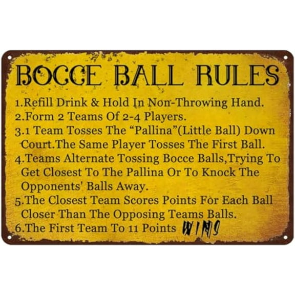 Retro Decor Tin Signs,"Bocce Ball Game Rules Sign",for garage,bar,restaurant,living room,bedroom,kitchen,cafe,bar,8×12inch
