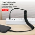 thumbnail image 4 of Naierhg Charging Cable Telescopic Spring Design Anti-winding 5A Fast Charging Type-C/USB/8-Pin Data Line Black, 4 of 8