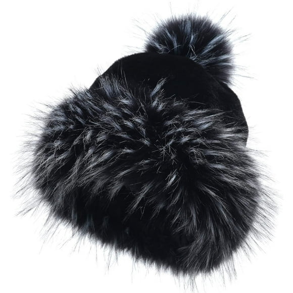 Woeilo Women's Faux Fur Hat Russian Cossack Pompom Cap for Winter Ski Snow