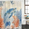 thumbnail image 4 of Small Stall Shower Curtain 36x72 Inch Narrow Half Size Sea Turtle Coastal Bath Curtains Bathroom Decor, Blue Red Summer Beach Coral Nautical Vintage Waterproof Shower Curtain Set with Hooks 36 Inch, 4 of 7