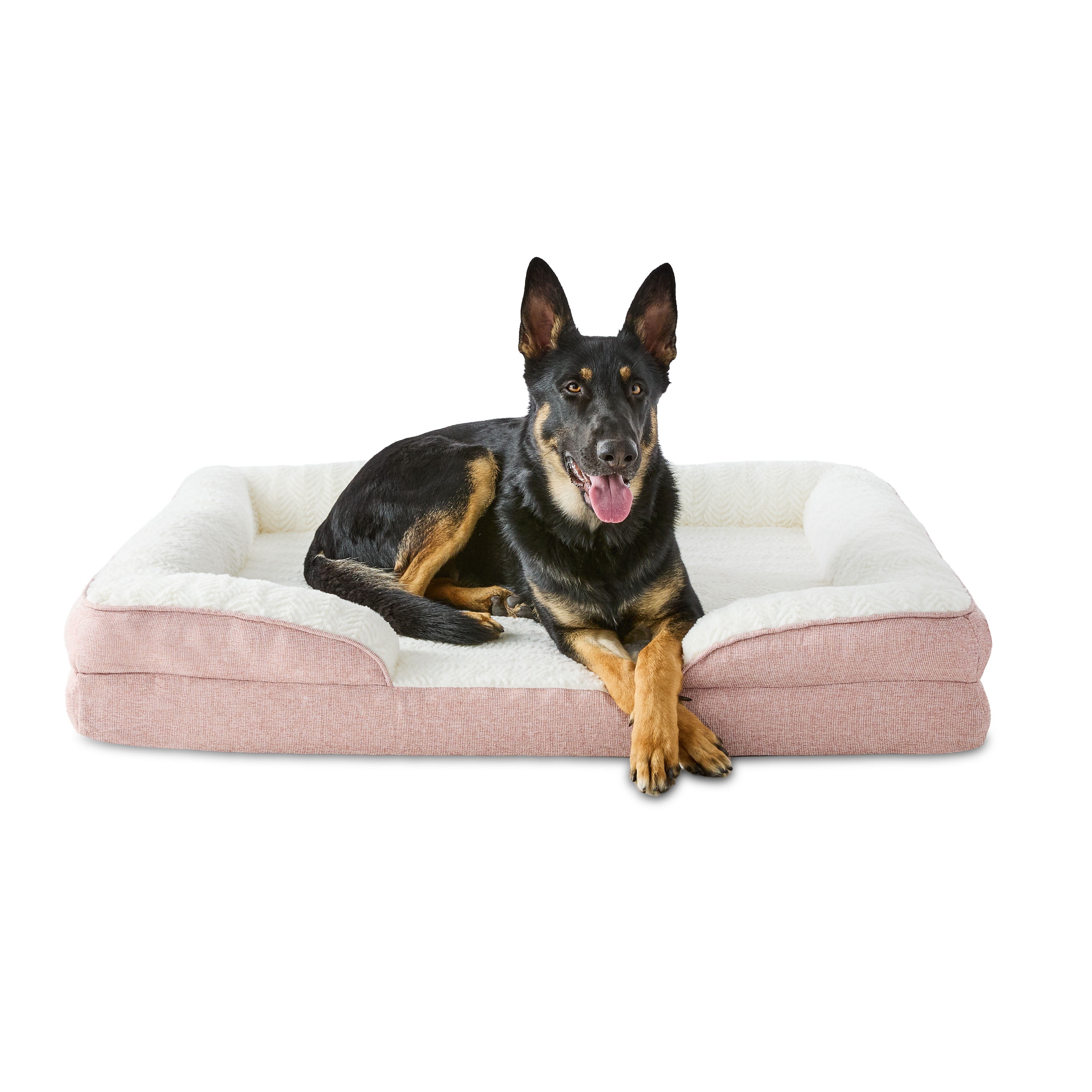 Vibrant Life Extra Large Orthopedic Bolster Dog Bed, Pink, 35" x 48"