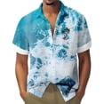 thumbnail image 2 of HOWPAY Oversized Shirts for Men Short Sleeve Button up Hawaiian Floral Print Tops Beach Holiday Casual Regular Fit Comfy Summer Clothes Sky Blue XXXL, 2 of 4