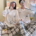 thumbnail image 2 of Conjunto de Pijama de algodón para mujer y hombre, ropa de dormir con dibujos animados, Top, pantalón, ropa de ocio, para otoño y primavera, M-3XL, 2 of 4