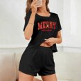 thumbnail image 5 of REORIAFEE Womens Lounge Pants Sets Christmas 3 Piece Pajama Short Sleeve Top and Shorts Santa Graphic Soft Sleepwear Black XS-2XL, 5 of 7