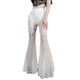 thumbnail image 1 of Pantalones de verano Qarigey estilo gótico para mujer Pierna ancha encaje Cintura alta Blanco, 1 of 6