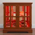 thumbnail image 4 of S-HOME Oak LED Curio Display Cabinet Featuring Adjustable Shelves and Lattice Doors for Home Décor and Organized Space, 4 of 13