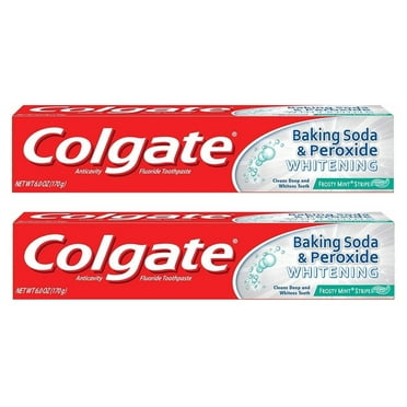 Colgate Baking Soda and Peroxide Whitening Gel Toothpaste, Frosty Mint, 6 oz, 2 Pack
