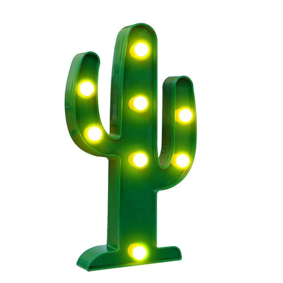 Novelty Place 10" Battery Powered LED Christmas Cactus Marquee Sign Lamp, Tropical Green