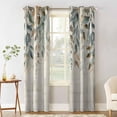 thumbnail image 2 of Green Brown Botanical Blackout Curtains | Light Blocking Print Window Curtains, Farmhouse Eucalyptus Leaves Rustic Thermal Insulated Window Drapes for Living Room Kitchen (2 Panels, 84"W x 45"L), 2 of 7