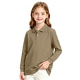 thumbnail image 2 of Girl's Long Sleeve Polo Shirt Stretch Pique Polo Shirts School Uniform Camel,10-11 Years, 2 of 8