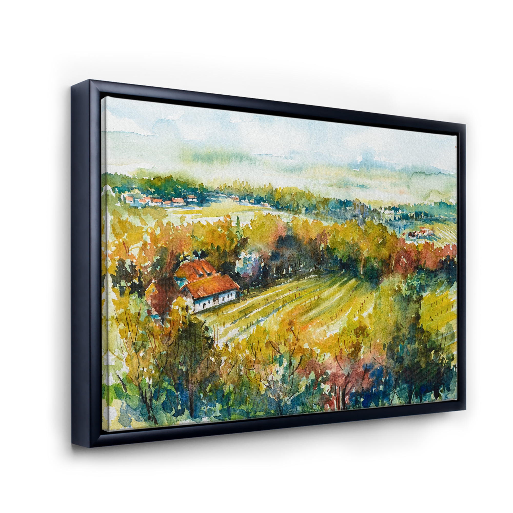 Designart 'Autumn Rural Landscape' Country Framed Canvas Wall Art Print