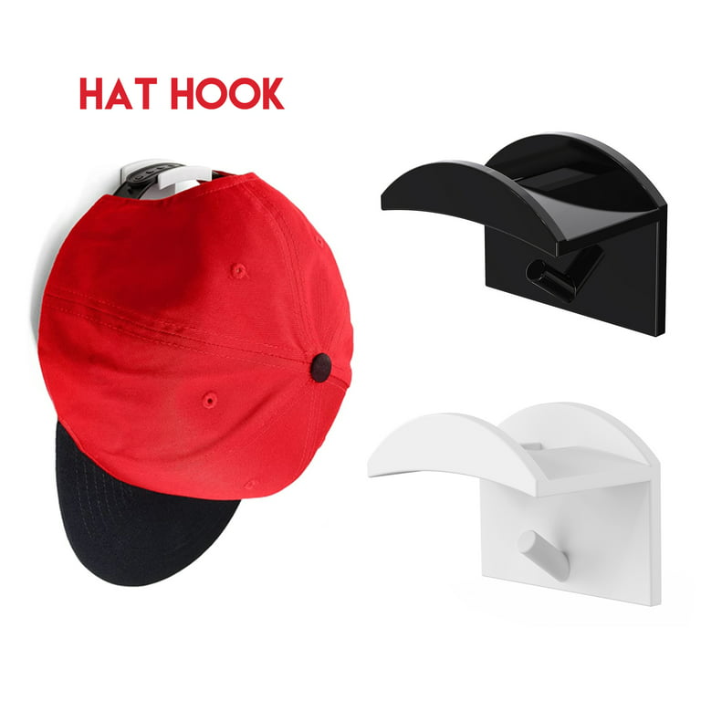 4Piece Self-Adhesive Hat Hook for Wall Mount Baseball Hat Rack,Home Door  Office Hanging Hook for Hat Key Umbrella 