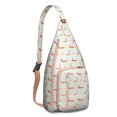 thumbnail image 1 of Foxy Floral Forest Chest Bag - Artistic Fox & Tree Pattern Sling Backpack (Whimsical Cartoon Fox Print, Multi-Pocket Organization), 1 of 4