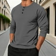 thumbnail image 2 of qolati Long Sleeve Shirts for Men Casual Button Down Henley Pullover Tee Lightweight Classic Fit Sport Athletic T-Shirts Dark Gray XL, 2 of 6