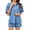 Light Blue, variant on Summer Denim Set for Women 2 Piece Casual Short Sleeve Boxy Shirt Tops and Shorts Pants Lounge Sets Outfits Dark Blue L