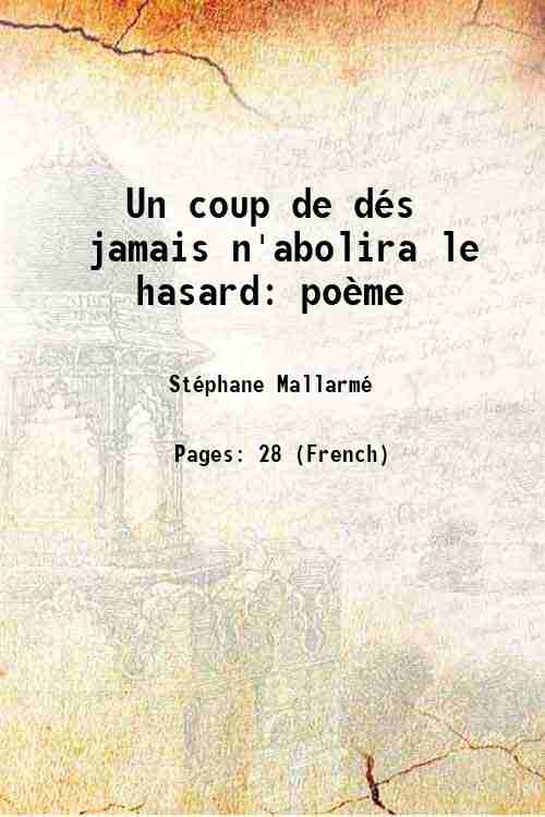 Un coup de dés jamais n'abolira le hasard poème 1914