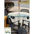 thumbnail image 5 of Outdoor Tablecloth with Umbrella Hole for Patio/Picnic/Party/Camping, Spring Daisy Waterproof Table Cloth Square Cover Washable, White Flowers Blue Country Car Rustic Botanical (60"x 60"), 5 of 8