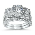 thumbnail image 5 of His Hers CZ Bridal Vintage Wedding Band Engagement Ring Set Him Her, 5 of 7