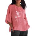 thumbnail image 2 of Blouse Femme Été Aguichant Imprimé Régulier Bouton Col Rond Manches Courtes Haut Femme Manches Courtes Blouse Femme en Liquidation, 2 of 5