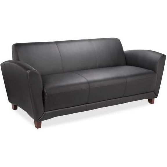 Lorell, LLR68950, Reception Seating Coll. Black Leather Sofa, 1 Each, Black