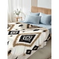 thumbnail image 4 of Boho Black Brown Full Size Flat Sheet, Wrinkleproof & Fadeproof Cooling Flat Bed Sheet Only, Geometric Southwestern Ethnic Retro Breathable Soft Bedding Top Sheets 81 x 96 Inches, 4 of 8