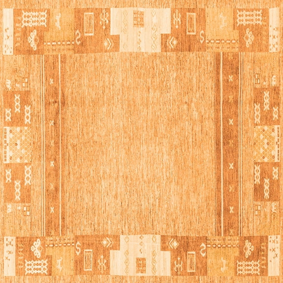 Ahgly Company Indoor Square Abstract Orange Modern Area Rugs, 6' Square