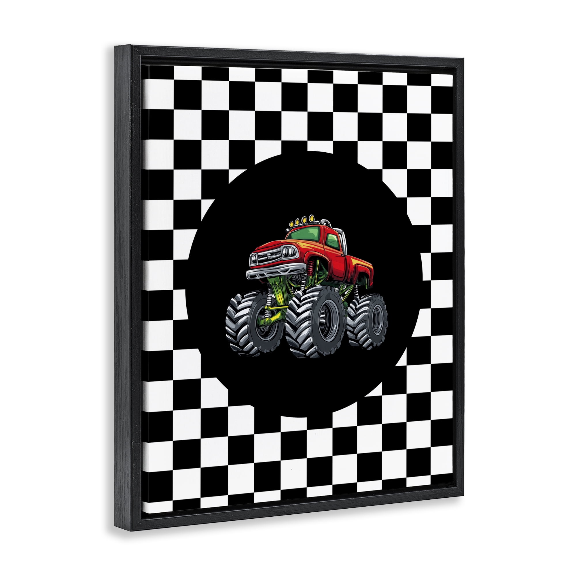 Monster Truck Dude Black Framed Floater Canvas Wall Art, design by Kim Allen