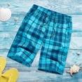 thumbnail image 4 of Fmbrln Mens Shorts Drawstring Waisted Plaid Printed Summer Beach Shorts Fashion Casual Trunks, 4 of 6