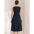 thumbnail image 4 of DARING DIVA Striped Crew Neck Sleeveless Midi Work Office Dress XS Dark Blue, 4 of 6