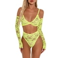 thumbnail image 2 of Traje de ropa interior Sexy Hollow Lace Perspectiva Lencería Mujer Ropa de dormir, M, Verde Scienceny XX000098-06, 2 of 7