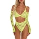 thumbnail image 2 of Traje de ropa interior Sexy Hollow Lace Perspectiva Lencería Mujer Ropa de dormir, S, Verde Inevent XX000098-03, 2 of 7