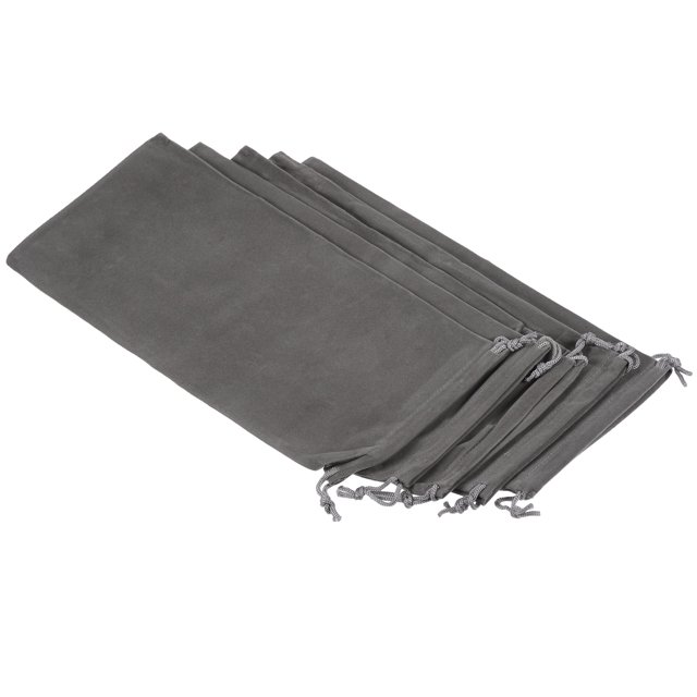 Unique Bargains Pochette en Microfibre 30x15cm, 5 Pcs Sac Cadeau à Cordon de Rangement Doux, Gris